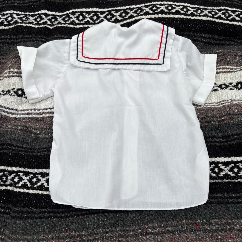 VTG IMP ORIGINALS RED WHITE BLUE SAILOR COLLAR BUTTON UP SHIRT SIZE 4T JULY 4 - Picture 3 of 3